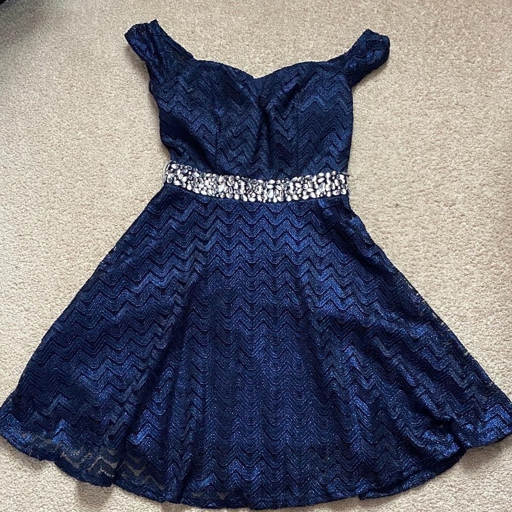 Speechless Navy Blue Dress with Rhinestones